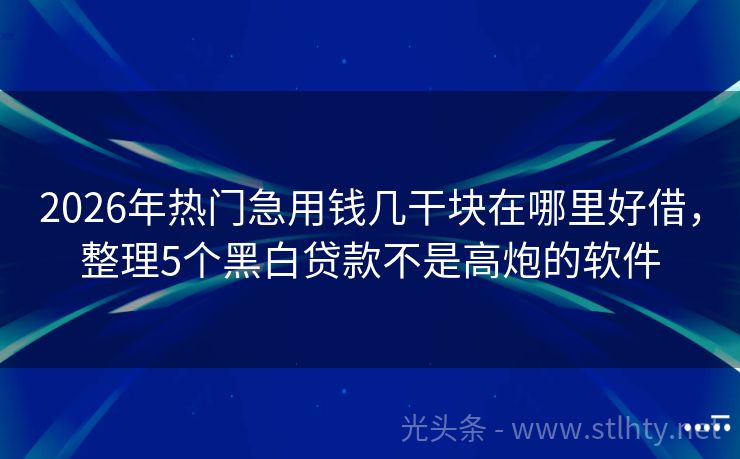 2026年热门急用钱几干块在哪里好借，整理5个黑白贷款不是高炮的软件