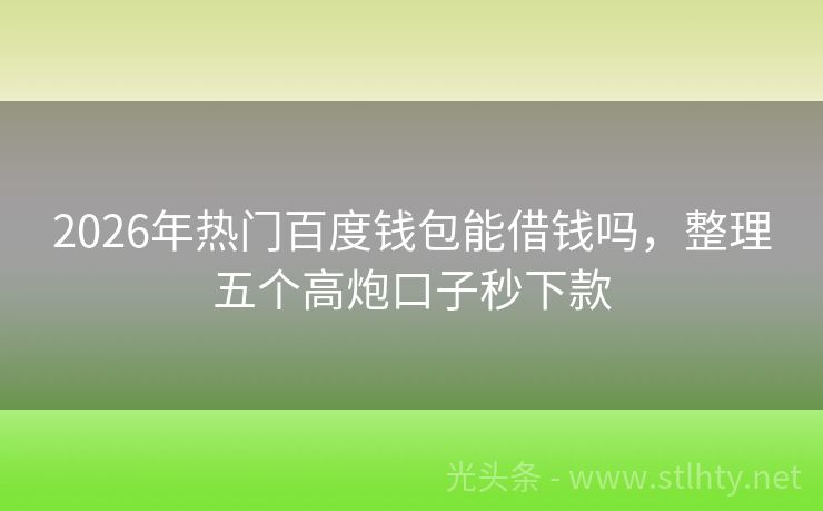 2026年热门百度钱包能借钱吗,整理五个高炮口子秒下款