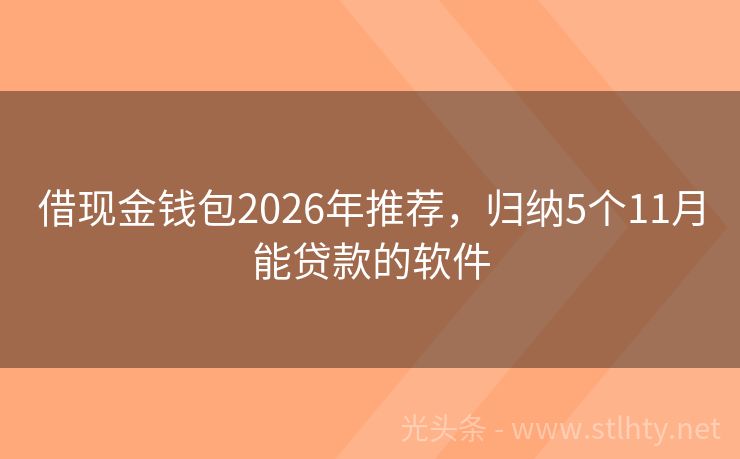 借现金钱包2026年推荐，归纳5个11月能贷款的软件
