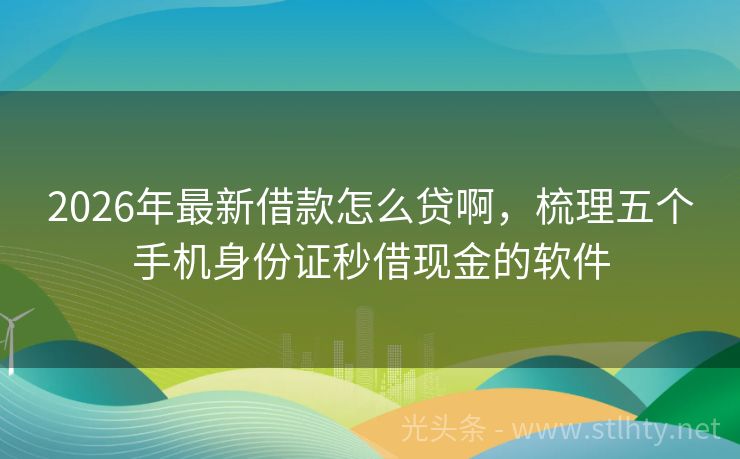 2026年最新借款怎么贷啊,梳理五个手机身份证秒借现金的软件