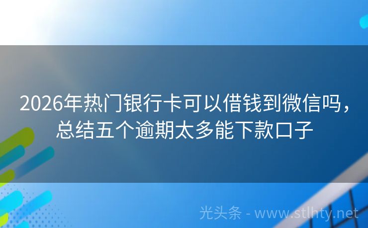 2026年热门银行卡可以借钱到微信吗,总结五个逾期太多能下款口子