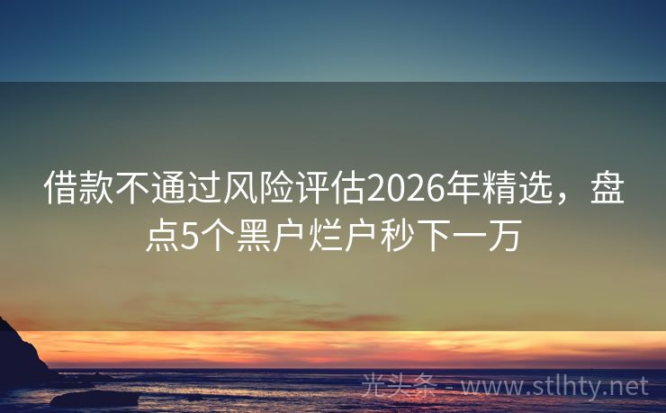 借款不通过风险评估2026年精选,盘点5个黑户烂户秒下一万