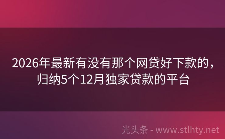 2026年最新有没有那个网贷好下款的,归纳5个12月独家贷款的平台