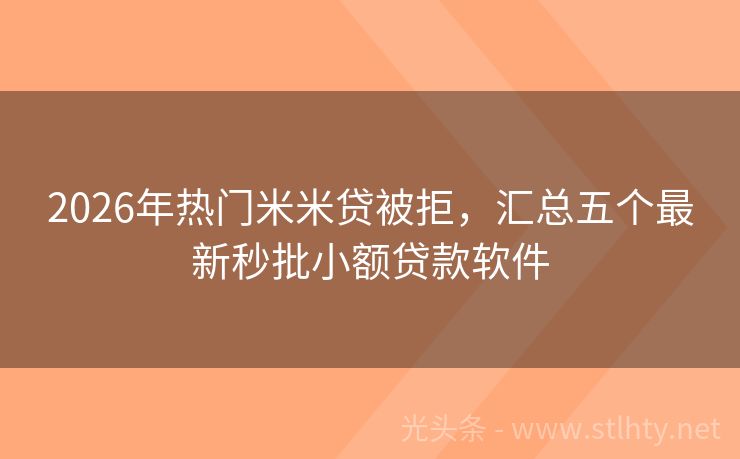 2026年热门米米贷被拒,汇总五个最新秒批小额贷款软件