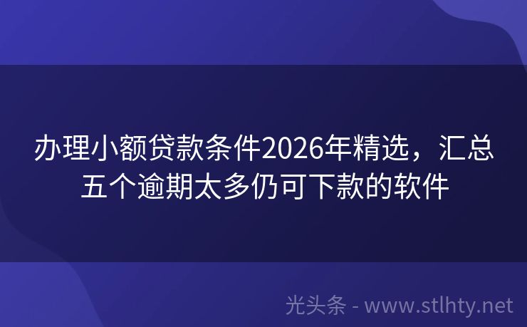 办理小额贷款条件2026年精选,汇总五个逾期太多仍可下款的软件