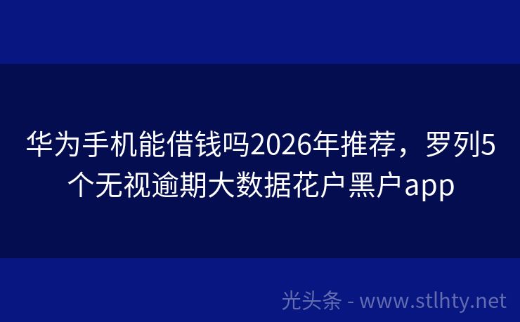 华为手机能借钱吗2026年推荐，罗列5个无视逾期大数据花户黑户app