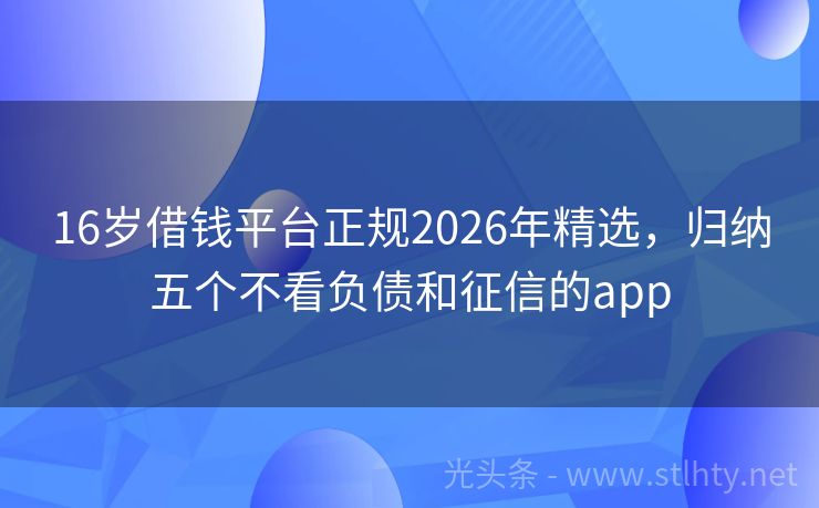 16岁借钱平台正规2026年精选,归纳五个不看负债和征信的app