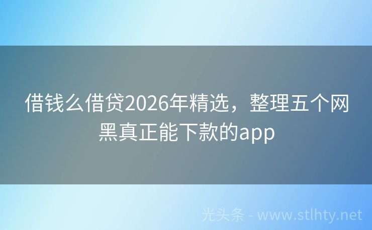 借钱么借贷2026年精选，整理五个网黑真正能下款的app