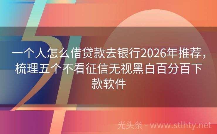 一个人怎么借贷款去银行2026年推荐，梳理五个不看征信无视黑白百分百下款软件
