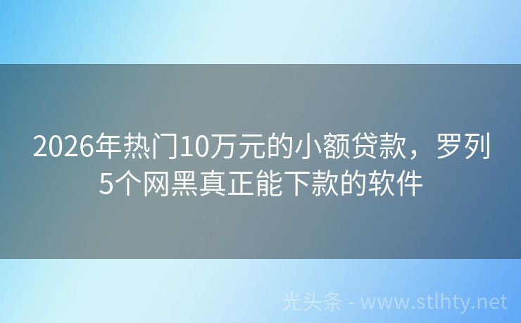 2026年热门10万元的小额贷款,罗列5个网黑真正能下款的软件