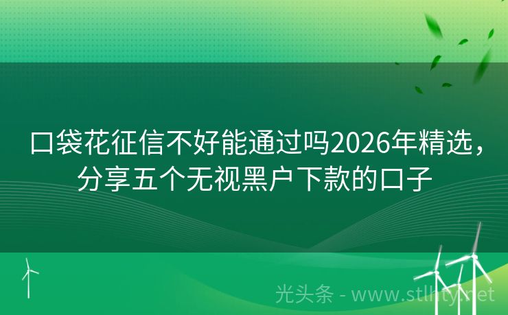 口袋花征信不好能通过吗2026年精选，分享五个无视黑户下款的口子