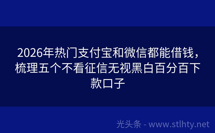 2026年热门支付宝和微信都能借钱，梳理五个不看征信无视黑白百分百下款口子