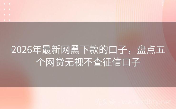 2026年最新网黑下款的口子,盘点五个网贷无视不查征信口子