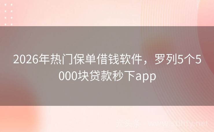 2026年热门保单借钱软件，罗列5个5000块贷款秒下app