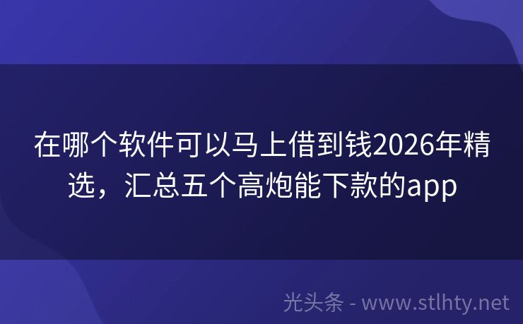 在哪个软件可以马上借到钱2026年精选,汇总五个高炮能下款的app
