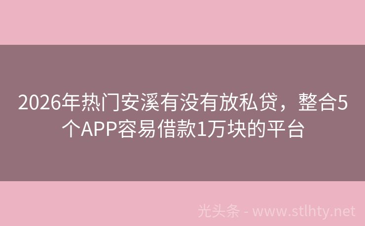 2026年热门安溪有没有放私贷,整合5个APP容易借款1万块的平台