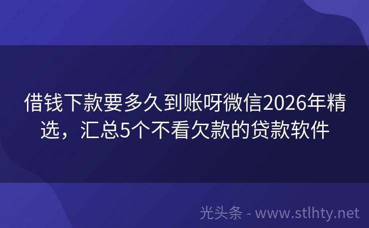 借钱下款要多久到账呀微信2026年精选,汇总5个不看欠款的贷款软件