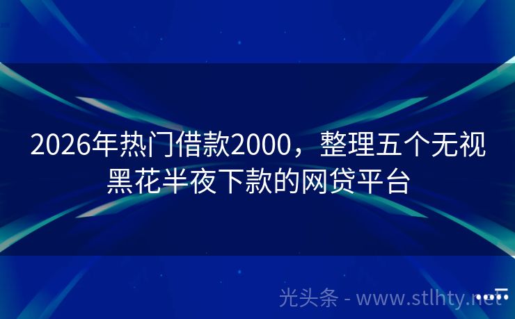 2026年热门借款2000，整理五个无视黑花半夜下款的网贷平台