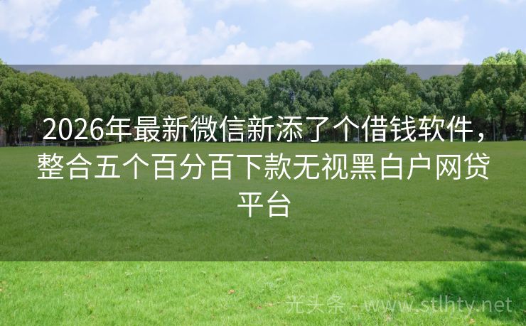 2026年最新微信新添了个借钱软件，整合五个百分百下款无视黑白户网贷平台