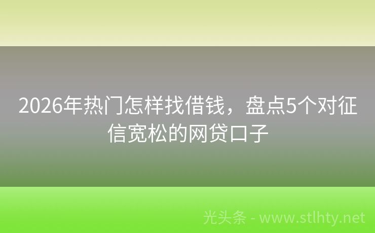2026年热门怎样找借钱,盘点5个对征信宽松的网贷口子