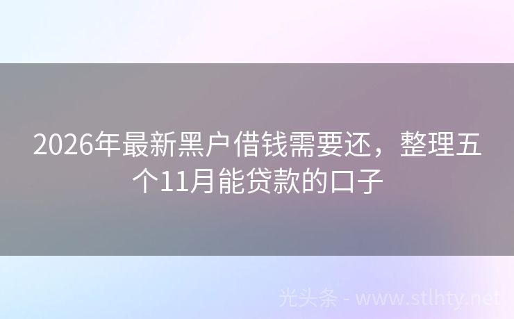 2026年最新黑户借钱需要还，整理五个11月能贷款的口子
