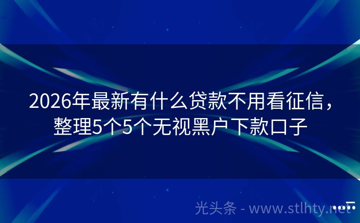 2026年最新有什么贷款不用看征信，整理5个5个无视黑户下款口子