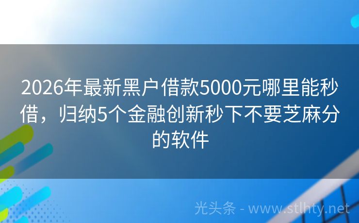 2026年最新黑户借款5000元哪里能秒借，归纳5个金融创新秒下不要芝麻分的软件