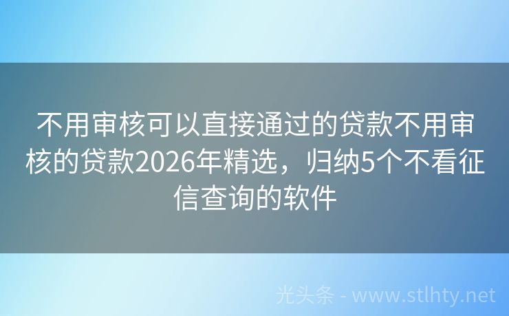 不用审核可以直接通过的贷款不用审核的贷款2026年精选，归纳5个不看征信查询的软件