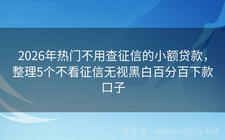 2026年热门不用查征信的小额贷款,整理5个不看征信无视黑白百分百下款口子