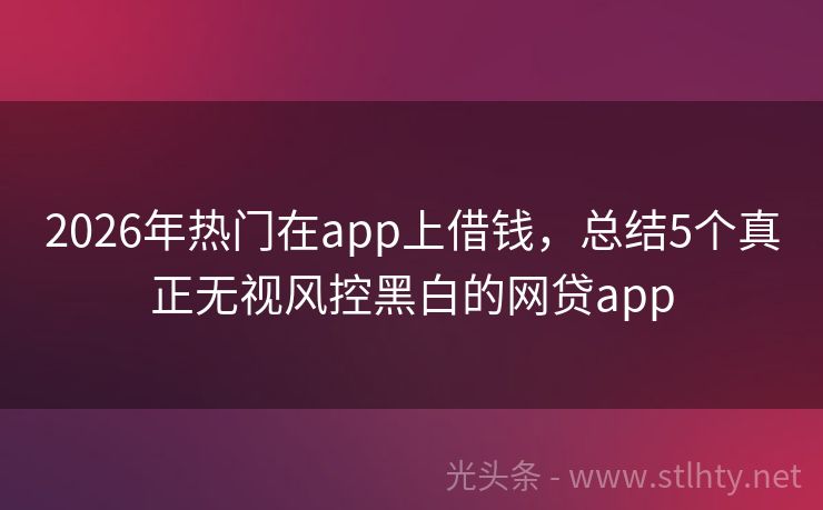 2026年热门在app上借钱，总结5个真正无视风控黑白的网贷app