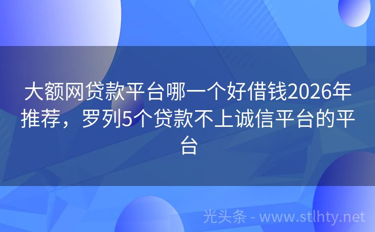 大额网贷款平台哪一个好借钱2026年推荐，罗列5个贷款不上诚信平台的平台