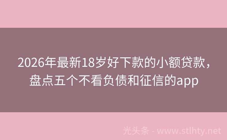 2026年最新18岁好下款的小额贷款，盘点五个不看负债和征信的app