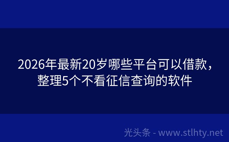 2026年最新20岁哪些平台可以借款，整理5个不看征信查询的软件