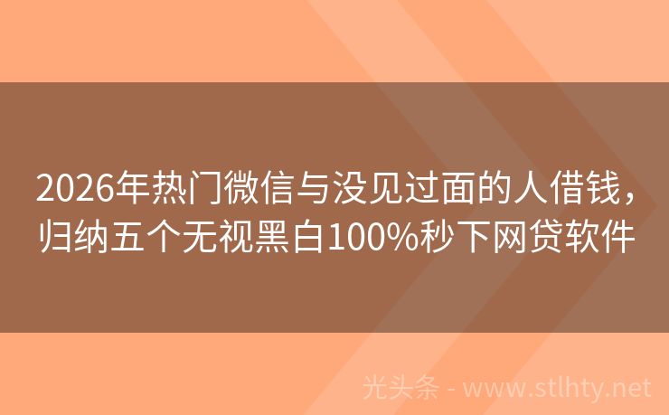 2026年热门微信与没见过面的人借钱，归纳五个无视黑白100%秒下网贷软件