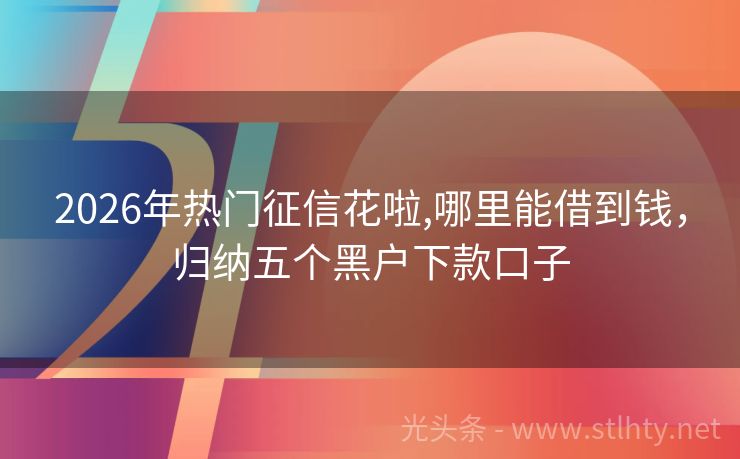 2026年热门征信花啦,哪里能借到钱，归纳五个黑户下款口子