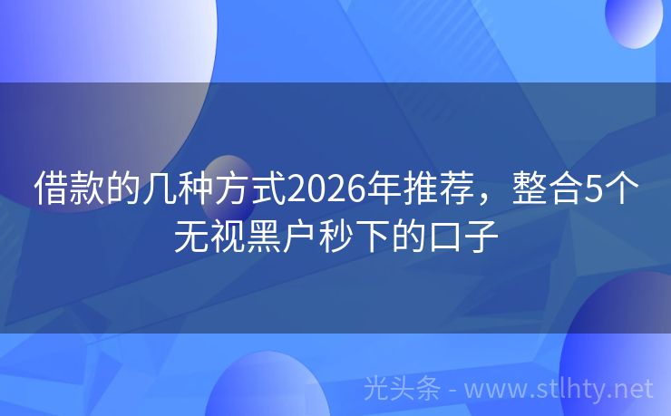 借款的几种方式2026年推荐，整合5个无视黑户秒下的口子