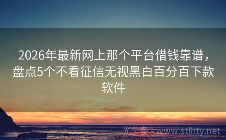 2026年最新网上那个平台借钱靠谱，盘点5个不看征信无视黑白百分百下款软件
