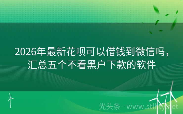2026年最新花呗可以借钱到微信吗，汇总五个不看黑户下款的软件