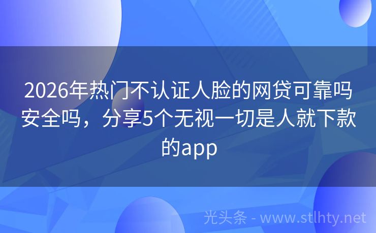 2026年热门不认证人脸的网贷可靠吗安全吗，分享5个无视一切是人就下款的app