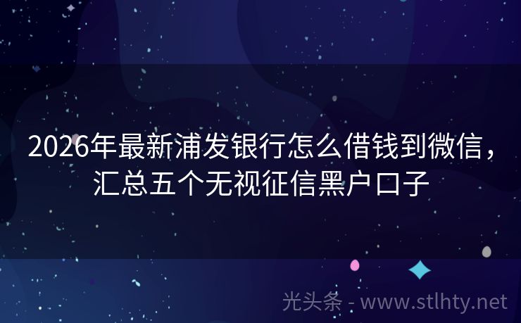 2026年最新浦发银行怎么借钱到微信，汇总五个无视征信黑户口子