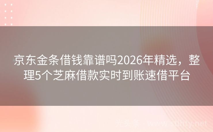 京东金条借钱靠谱吗2026年精选,整理5个芝麻借款实时到账速借平台