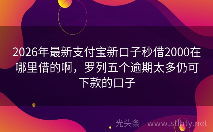 2026年最新支付宝新口子秒借2000在哪里借的啊,罗列五个逾期太多仍可下款的口子