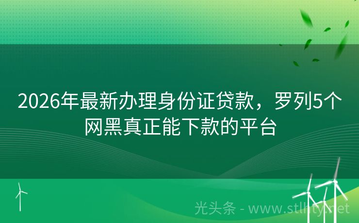 2026年最新办理身份证贷款，罗列5个网黑真正能下款的平台