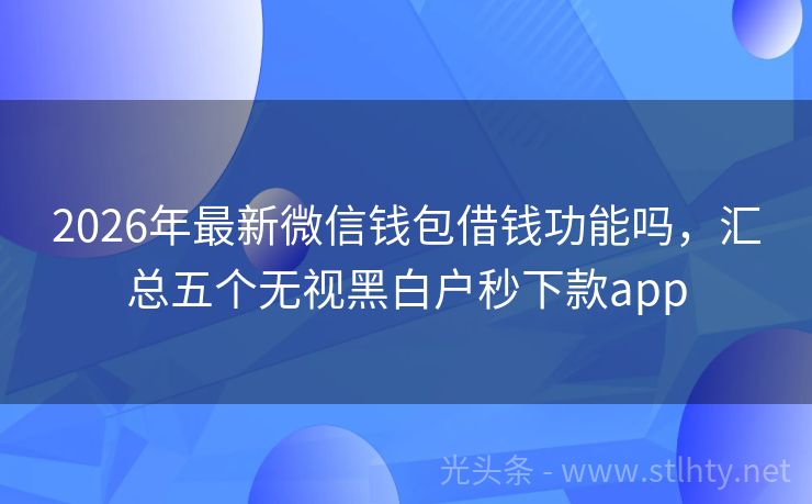 2026年最新微信钱包借钱功能吗，汇总五个无视黑白户秒下款app