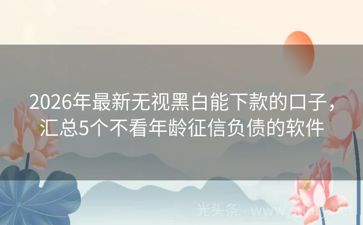 2026年最新无视黑白能下款的口子,汇总5个不看年龄征信负债的软件