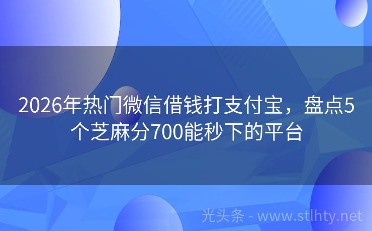 2026年热门微信借钱打支付宝，盘点5个芝麻分700能秒下的平台