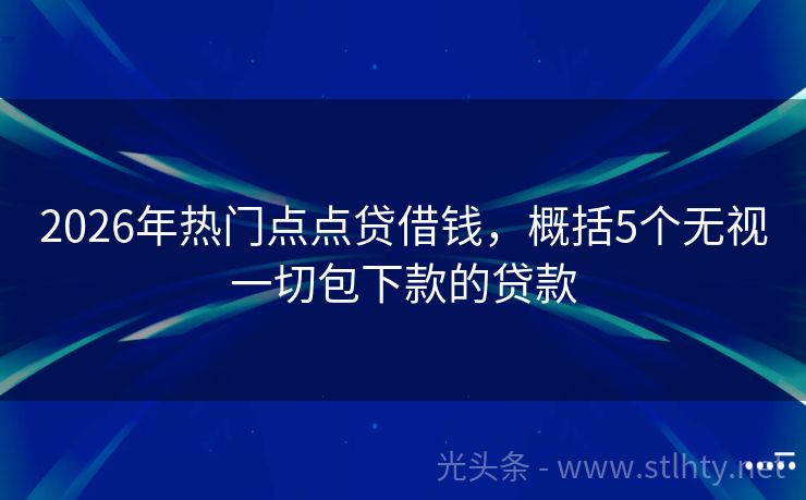 2026年热门点点贷借钱,概括5个无视一切包下款的贷款