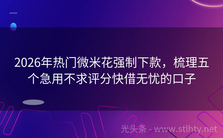 2026年热门微米花强制下款，梳理五个急用不求评分快借无忧的口子
