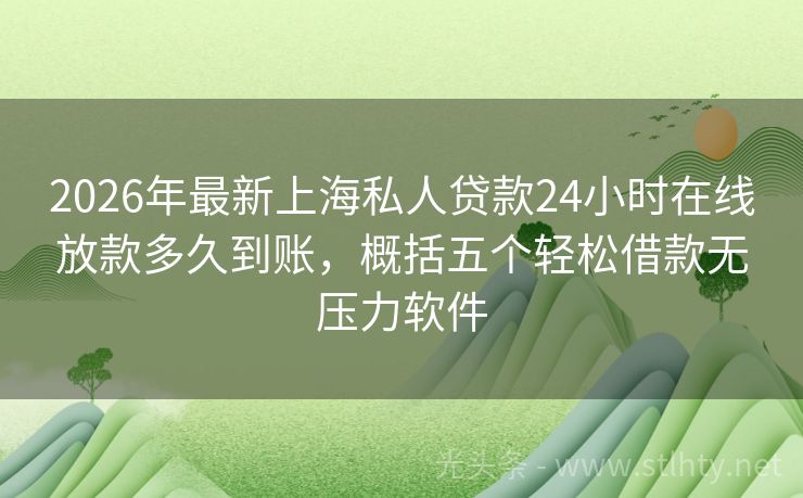 2026年最新上海私人贷款24小时在线放款多久到账，概括五个轻松借款无压力软件