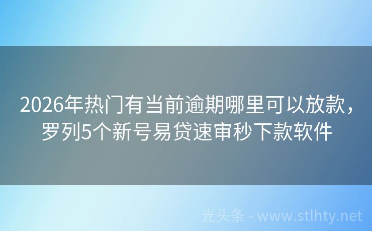 2026年热门有当前逾期哪里可以放款，罗列5个新号易贷速审秒下款软件